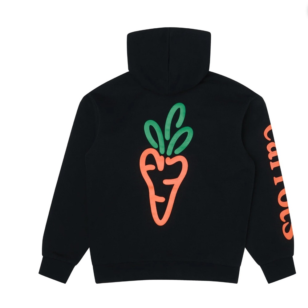 Kids Black Hoodie with Orange and Green Design Size XS(4-5)